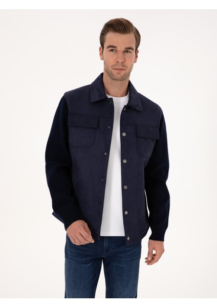 Erkek Lacivert Suni Deri Mont 50314737-VR033