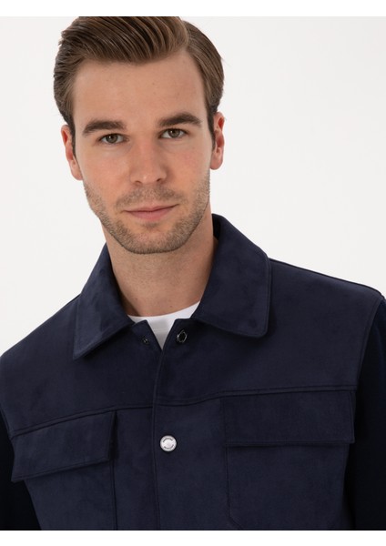 Erkek Lacivert Suni Deri Mont 50314737-VR033