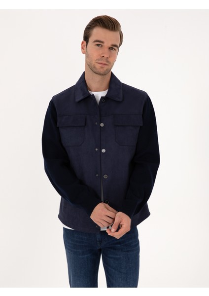 Erkek Lacivert Suni Deri Mont 50314737-VR033