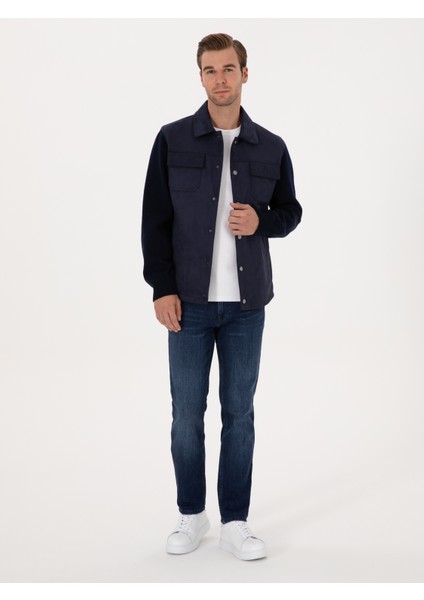 Erkek Lacivert Suni Deri Mont 50314737-VR033