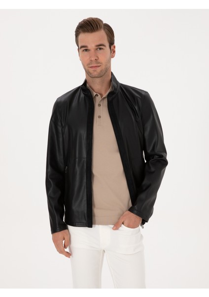 Erkek Siyah Suni Deri Mont 50314571-VR046