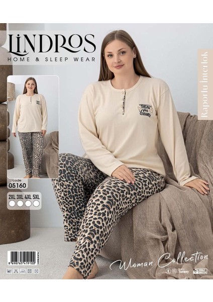 Kadın Pamuk'lu Düğme Yaka Raporlu Interlok Kışlık Battal Pijama Takımı 05160 - 1 Adet modelleri
