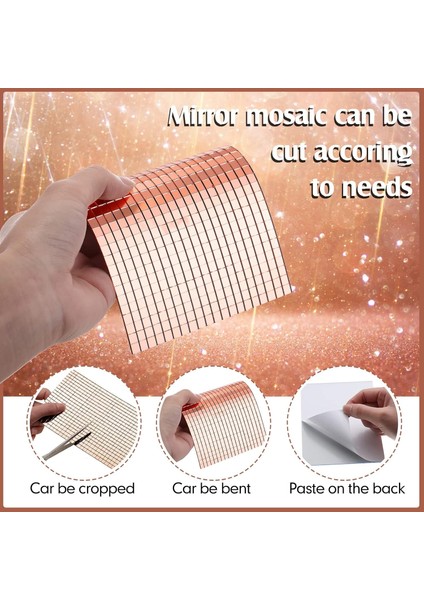 4’lü Kendinden Yapışkanlı Rose Ayna Mozaik Disco Sticker Duvar Çerçeve Eşya Dekoratif Kaplama 30X30 indirimleri