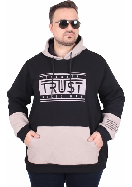 Büyük Beden Kapüşonlu Sweat Double Face Trust 25701 Sıyah fiyatları