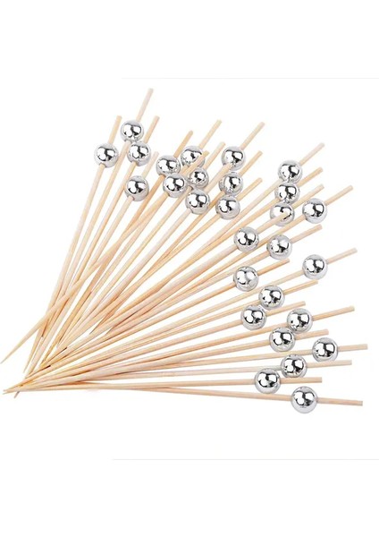 100 Adet Gümüş Inci Top Kürdan 12CM modelleri
