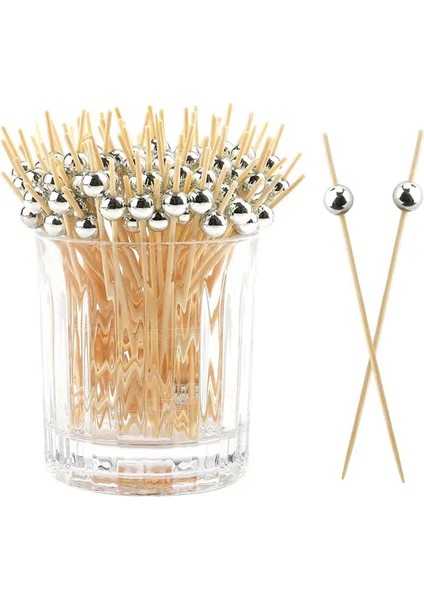 100 Adet Gümüş Inci Top Kürdan 12CM fırsatları