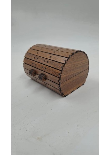Ahşap Dekoratif Sandık Kutu Ceviz Desenli 12 cm x 10 cm x 8 cm