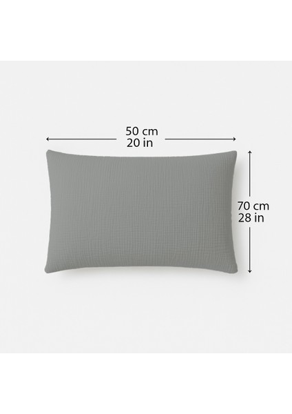 | Purecloud | 4 Kat Müslin Crinkle %100 Doğal Pamuk 2’li Yastık Kılıfı Seti | 50X70 cm | Gri fırsatları