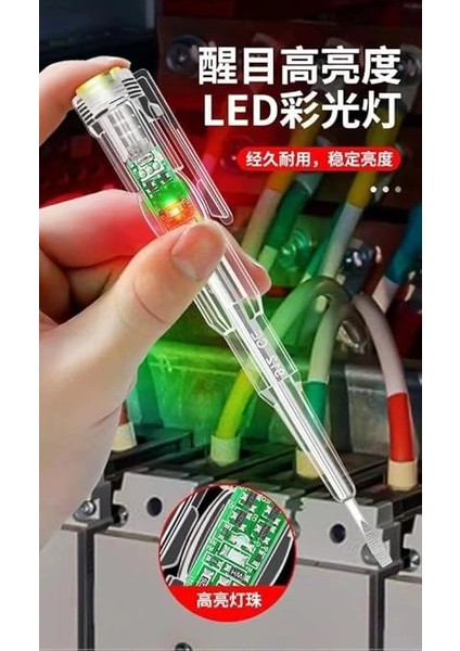 6877-18 Elektronik Kontrol Kalemi Voltaj Test Kalemi Faz Kalemi Işıklı Uyarı fiyatları