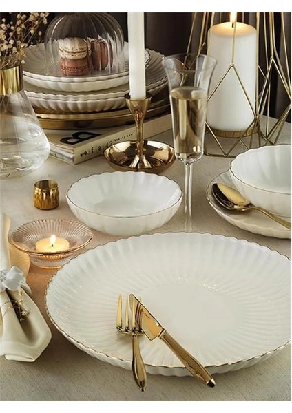 Bone Luz Form 24 Parça 6 Kişilik Yemek Takımı Altın fırsatları