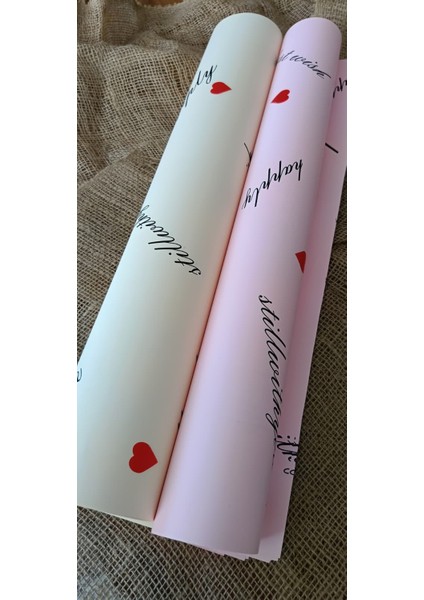 Sevgi Dolu Notlar Temalı 10’lu Çiçek Ambalaj Kağıdı – Krem & Pembe fiyatları