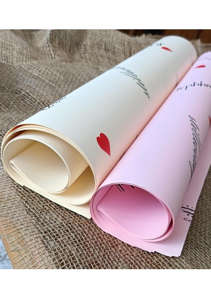 Sevgi Dolu Notlar Temalı 10’lu Çiçek Ambalaj Kağıdı – Krem & Pembe indirimleri