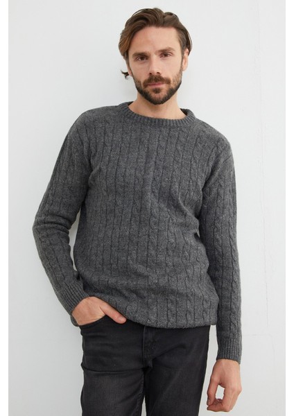 Saç Örgüsü Desenli Bisiklet Yaka Kazak fırsatları