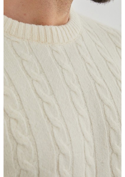 Saç Örgüsü Desenli Bisiklet Yaka Kazak modelleri