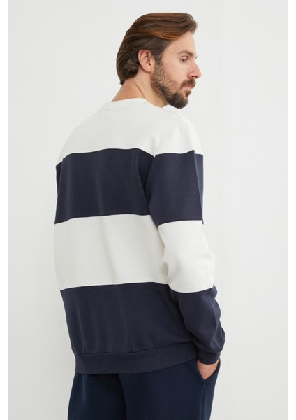 Renk Bloklu Oversize Bisiklet Yaka Sweatshirt