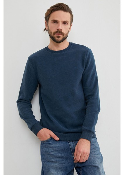 M Harf Nakışlı Fitilli Bisiklet Yaka Sweatshirt