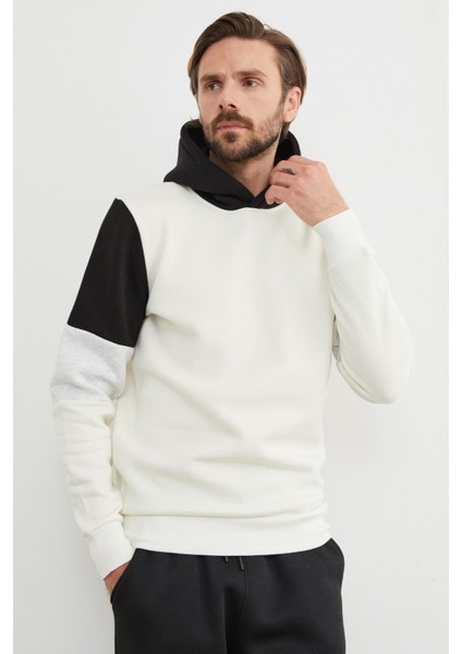 3 Iplik Kolu Renk Bloklu Kapüşonlu Sweatshirt modelleri