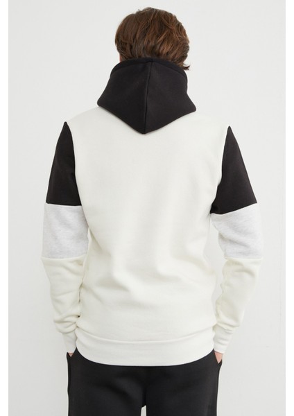 3 Iplik Kolu Renk Bloklu Kapüşonlu Sweatshirt