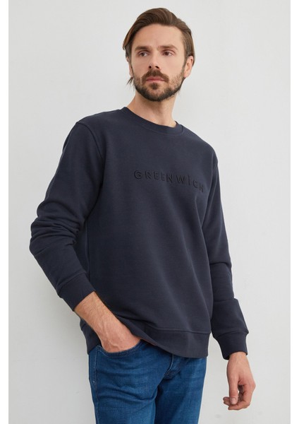 Greenwich Yazı Nakışlı Bisiklet Yaka Sweatshirt