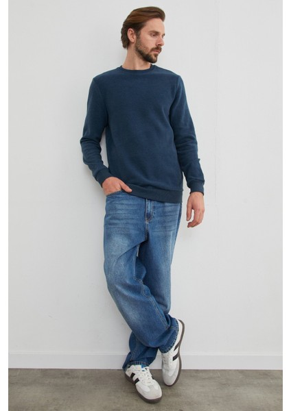 M Harf Nakışlı Fitilli Bisiklet Yaka Sweatshirt modelleri