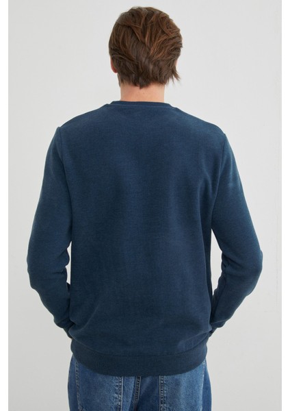 M Harf Nakışlı Fitilli Bisiklet Yaka Sweatshirt indirimleri