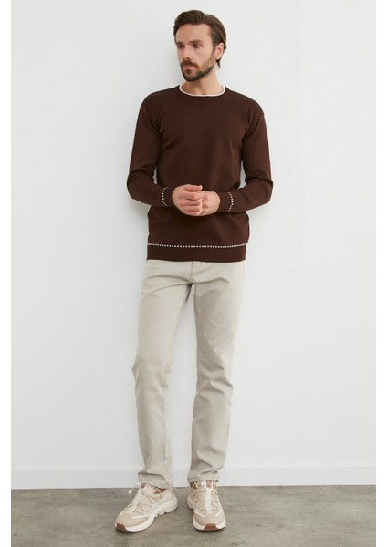 Basic Çizgili Bisiklet Yaka Triko Kazak modelleri