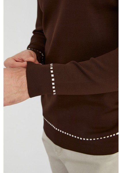 Basic Çizgili Bisiklet Yaka Triko Kazak indirimleri