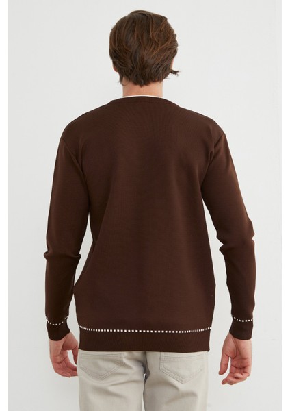 Basic Çizgili Bisiklet Yaka Triko Kazak