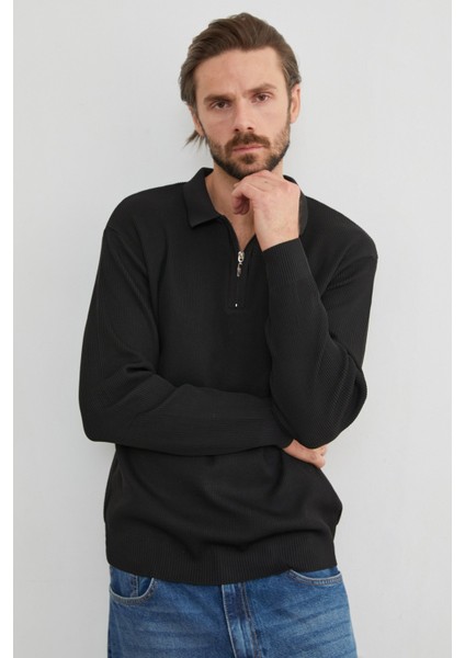 Fitilli Yarım Fermuarlı Triko Kazak fiyatları