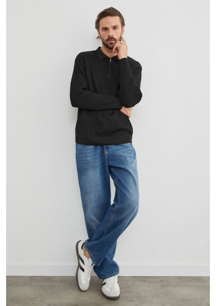 Fitilli Yarım Fermuarlı Triko Kazak indirimleri