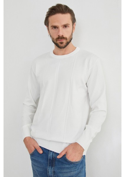 Şeritli Bisiklet Yaka Triko Kazak