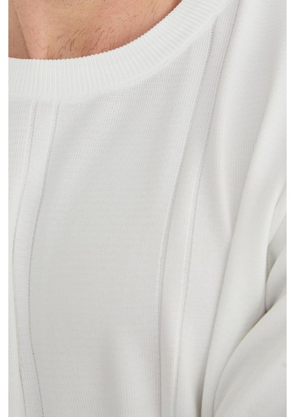 Şeritli Bisiklet Yaka Triko Kazak