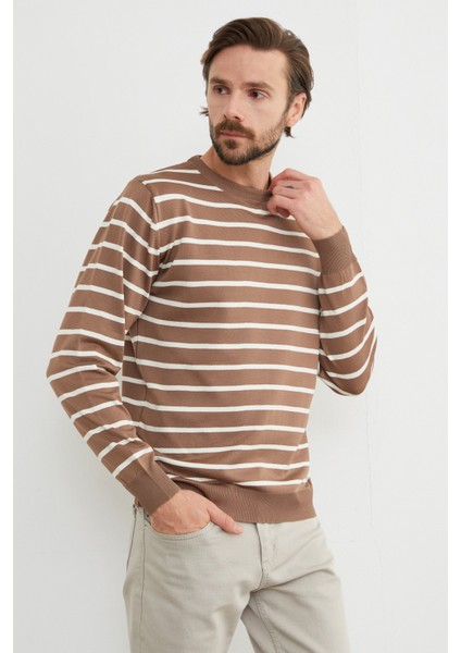 Çizgili Bisiklet Yaka Kazak fiyatları