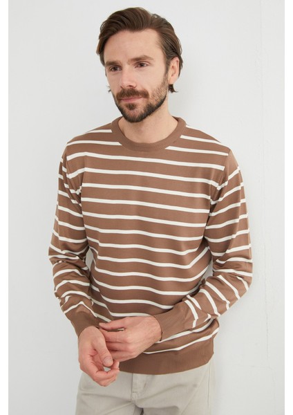 Çizgili Bisiklet Yaka Kazak fırsatları