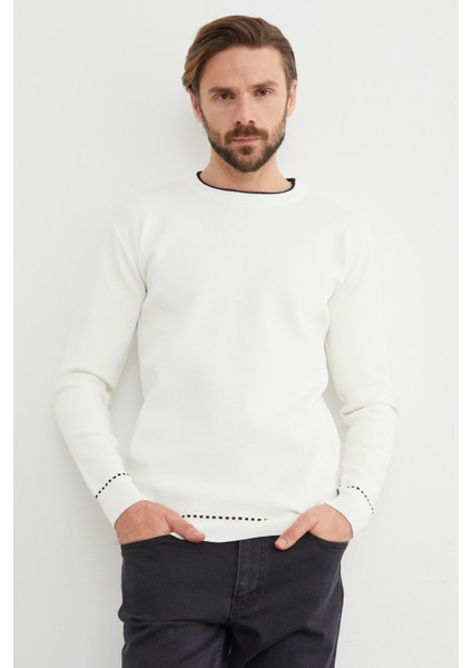 Basic Çizgili Bisiklet Yaka Triko Kazak modelleri