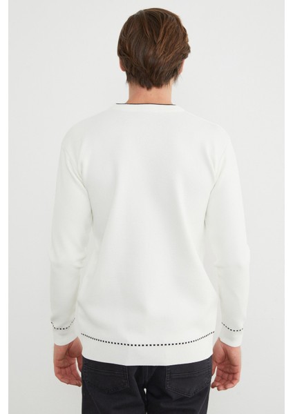 Basic Çizgili Bisiklet Yaka Triko Kazak