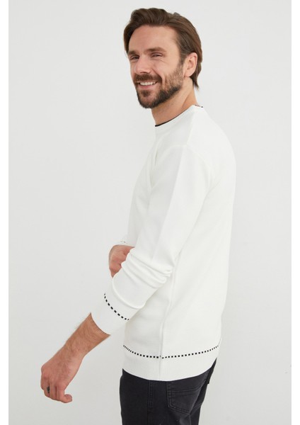 Basic Çizgili Bisiklet Yaka Triko Kazak