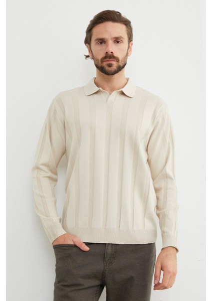 Şeritli Polo Yaka Triko Kazak modelleri