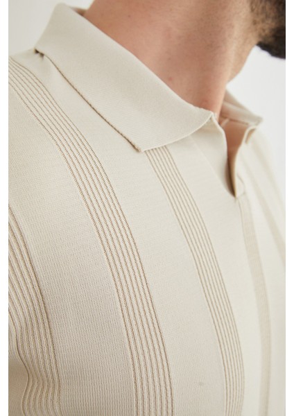 Şeritli Polo Yaka Triko Kazak indirimleri