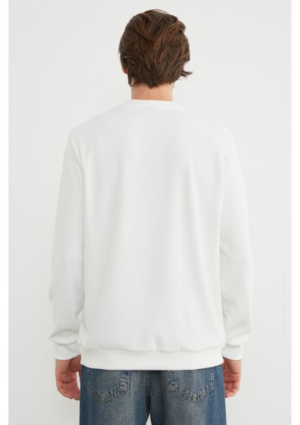 Basic Fitilli Bisiklet Yaka Sweatshirt