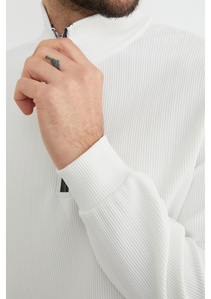 Fitilli Yarım Fermuarlı Sweatshirt indirimleri