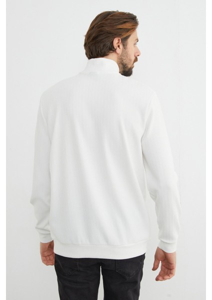 Fitilli Yarım Fermuarlı Sweatshirt