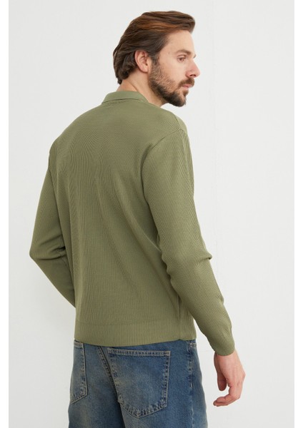 Fitilli Yarım Fermuarlı Triko Kazak