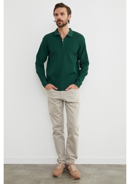 Fitilli Yarım Fermuarlı Triko Kazak modelleri