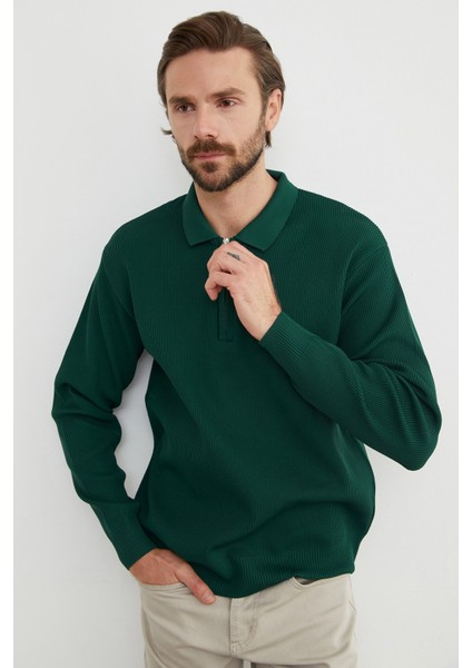 Fitilli Yarım Fermuarlı Triko Kazak indirimleri