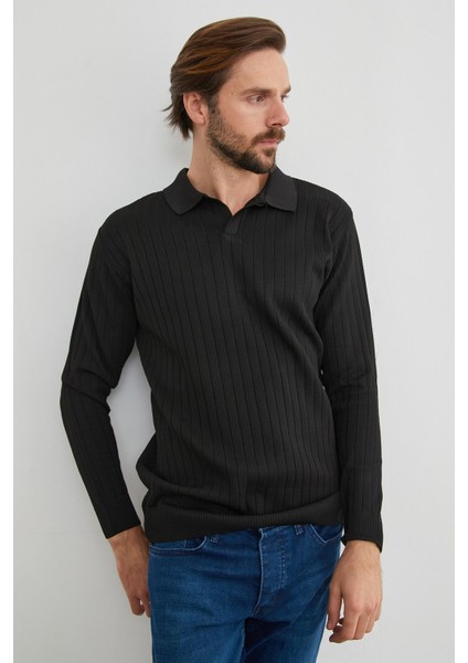 Basic Polo Yaka Triko Kazak