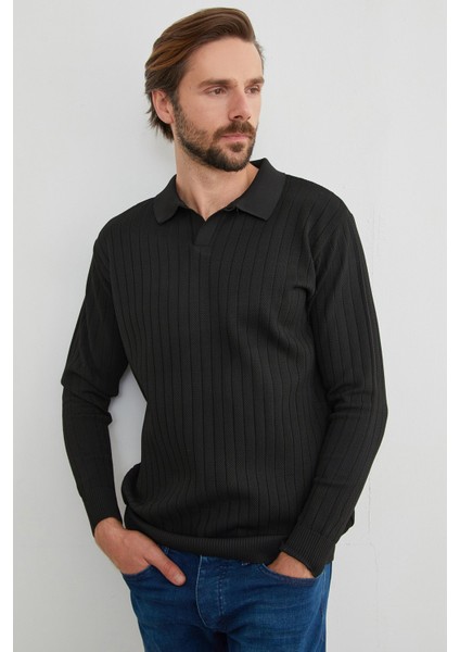 Basic Polo Yaka Triko Kazak