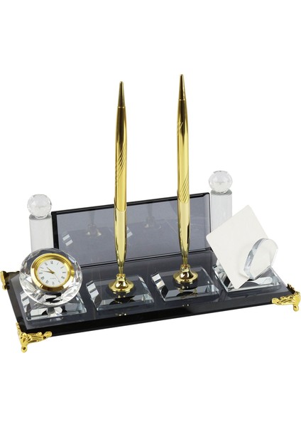 Cam Saatli Imza Kalemli Masa Isimliği KMI5118