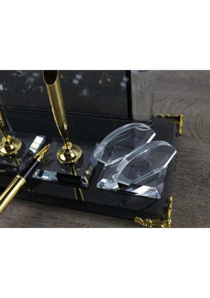 Cam Saatli Imza Kalemli Masa Isimliği KMI5118