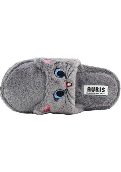 Kedi Şekilli Peluş Kaymaz Taban Kadın Ev Terliği